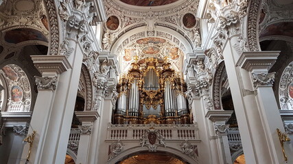 magnificent baroque organ in st. stephen's cathedral, largest cathedral organ in the world in passau