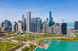 Chicago Skyline View from Drone