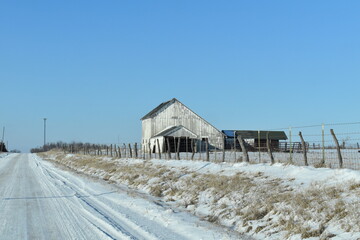 Wall Mural - Barn in a Snowy Farm Field