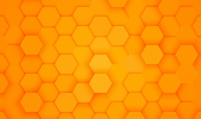 Poster - Abstract Orange honeycomb background. Abstract beehive with hexagon grid cell on yellow background. Honeycomb orange and yellow seamless, art background template. Vector EPS10