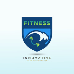 Sticker - Wave Fitness icon design. Vector logo design template.