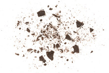 Biscuits Chocolate  With Crumbs On White Background. It Is A Chocolate Cookies With A Sweet Cream.