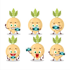 Poster - Photographer profession emoticon with radish cartoon character