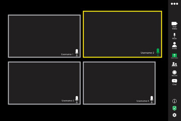 Poster - Video chat interface. Computer technology. Web template with zoom for concept design. Stock image.