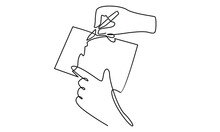 Continue Line Of Businessman Hand Sign Business Contract Paper Sheet