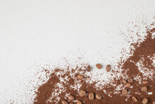 Coffee Beans On The Blended Coffee Or Cocoa Powder