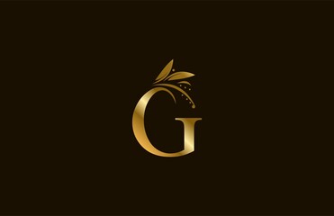 Wall Mural - Golden Monogram Flourishes Letter G Logo Manual Elegant Minimalism