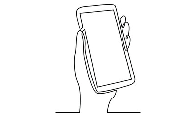 Continue line of hand holding phone