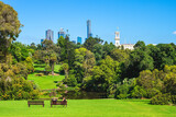 Fototapeta  - Royal Botanic Gardens and melbourne skyline in australia