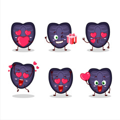 Canvas Print - Slice of black strawberry cartoon character with love cute emoticon