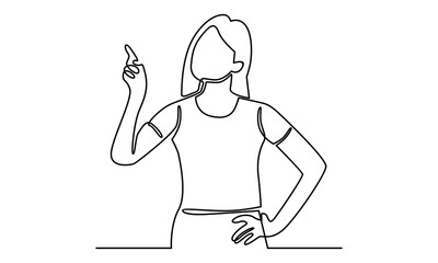 Continue line of woman pointing away hands showing or presenting something