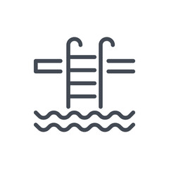 Poster - Swimming pool line icon. Pool activity vector outline sign.