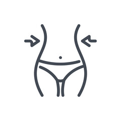 Poster - Woman body weight loss line icon. Waist correction vector outline sign.