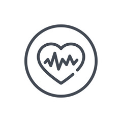 Poster - Heartbeat and Cardio line icon. Beat of heart in circle vector outline sign.