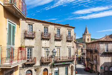 Sticker - Italy, Sicily, Messina Province, Novara di Sicilia. The medieval hill town of Novara di Sicilia.