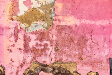 Sticker - Italy, Sicily, Enna Province, Centuripe. Pink stucco wall in the ancient hill town of Centuripe.