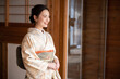 Japanese women who look good in beautiful kimonos that are easy to use as banner material for travel.