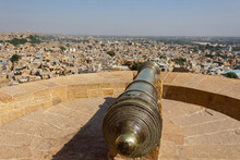 Canon On Top Of Jaisalmer Fort, Jaisalmer, Rajasthan, India.