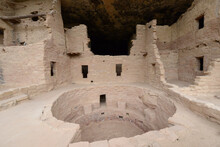 Closeup View Of The Structures And Ruins At The Anasazi Cliff Dwellings Of Mesa Verde National Park In Colorado