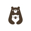bear mom and son cub logo vector icon illustration