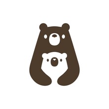 Bear Mom And Son Cub Logo Vector Icon Illustration
