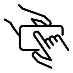 Poster - Pointing on smartphone icon. Outline pointing on smartphone vector icon for web design isolated on white background