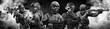 © andy_gin - Portrait of five military men. A group of soldiers on a background of smoke. The concept of military operations, special operations, paintball.