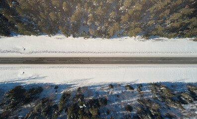 Poster - Empty highway winter road