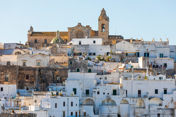 Wall Mural - Italy, Apulia, Province of Brindisi, Ostuni. Church of San Vito Martire rises above city buildings.