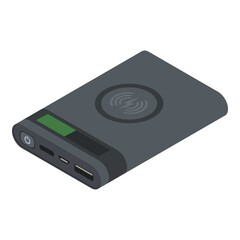 Poster - Powerbank wireless charger icon. Isometric of powerbank wireless charger vector icon for web design isolated on white background