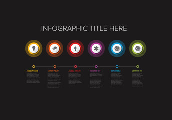 Poster - Six circle steps timeline process infographic