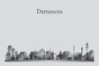 Damascus city skyline silhouette in a grayscale