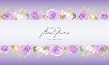 Floral Frame Background With Purple Roses