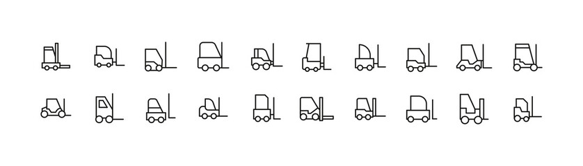 Wall Mural - Stroke vector forklift line icons.