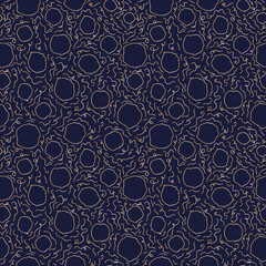 Wall Mural - Vector dark blue gold circles seamless pattern