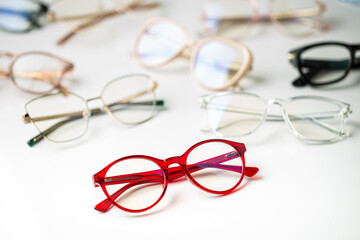 Poster - optical glasses in white background