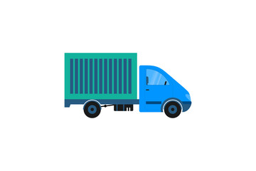 Vector truck template.Cargo transport, fast container delivery.Illustration on white background. Flat design..