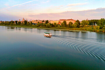 Canvas Print - Italy, Mantua, Mantua Lake aerial view,