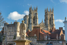 York Minster West Bell Towers And Bootham Bar From St. Leonards Place, York, North Yorkshire