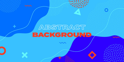 Aufkleber - Blue pattern background. Vector abstract pattern texture. Color wave template presentation design with doodle line and dots.