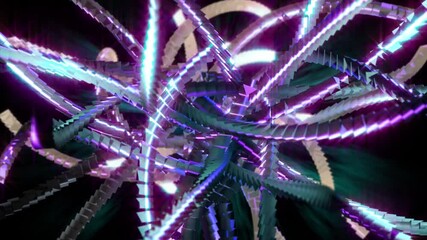 Wall Mural - Abstract background 3D animation shiny structure rotating morphing and transforming in space seamless loop