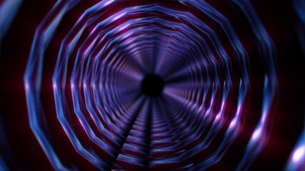 Wall Mural - Abstract background 3D animation moving through a tunnel formed by shiny structures loop