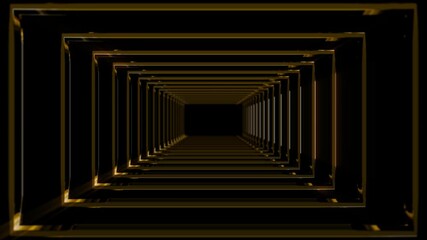 Wall Mural - Abstract background 3D animation moving through a tunnel formed by shiny structures loop