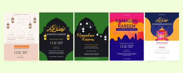 Wall Mural - Set of Ramadan Kareem 2021 . Iftar party celebration collection bundles 1442 H. 