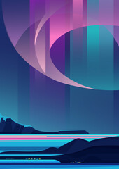 Wall Mural - beautiful aurora borealis. landscape with natural light show in vertical orientation.