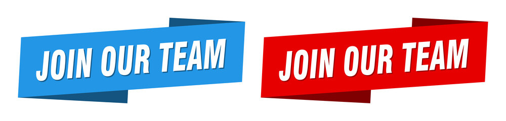 join our team banner. join our team ribbon label sign set