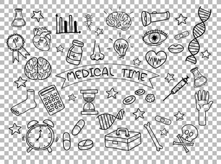 Sticker - Medical element in doodle or sketch style isolated on transparent background