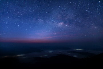 Wall Mural - milky way galaxy at night. image contains noise and grain due to high iso. image also contains soft 