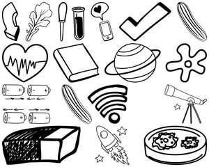 Sticker - Set of item and symbol hand drawn doodle