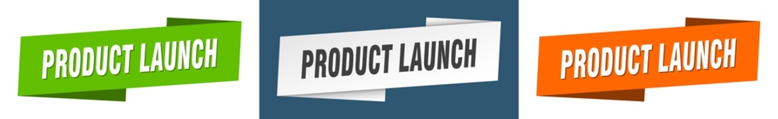 Sticker - product launch banner. product launch ribbon label sign set